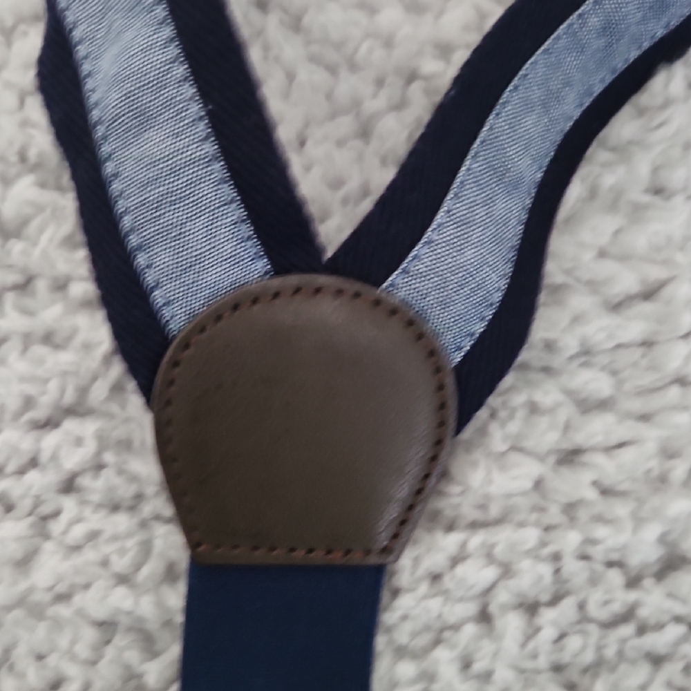 Gymboree Kids Bow Tie & Suspenders Set Navy & Denim Ages 6+ Adjustable - Picture 5 of 6